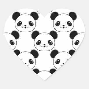 Kawaii Panda-patroon in zwart-wit Hart Sticker