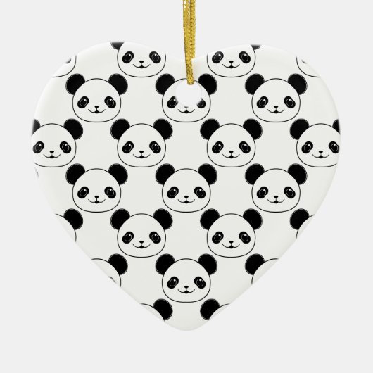 Kawaii Panda-patroon in zwart-wit Keramisch Ornament (Voorkant)