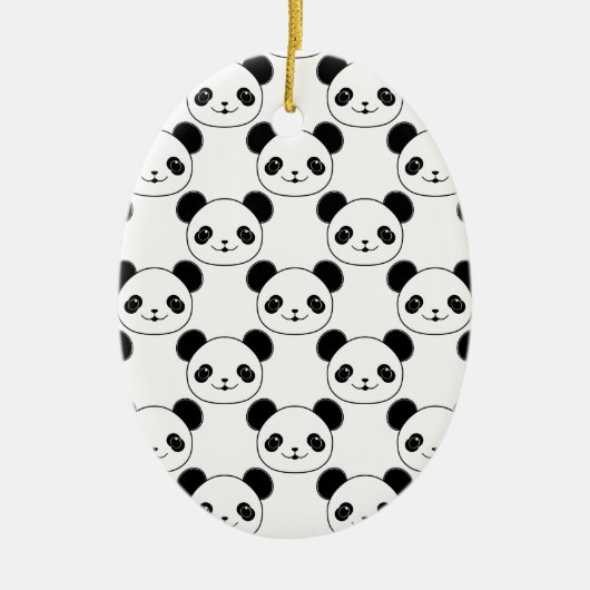 Kawaii Panda-patroon in zwart-wit Keramisch Ornament (Voorkant)