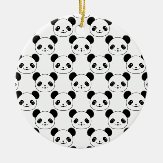 Kawaii Panda-patroon in zwart-wit Keramisch Ornament (Voorkant)