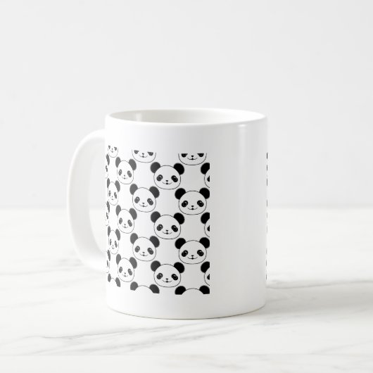 Kawaii Panda-patroon in zwart-wit Koffiemok (Voorkant links)