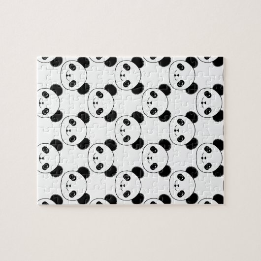 Kawaii Panda-patroon in zwart-wit Legpuzzel (Horizontaal)