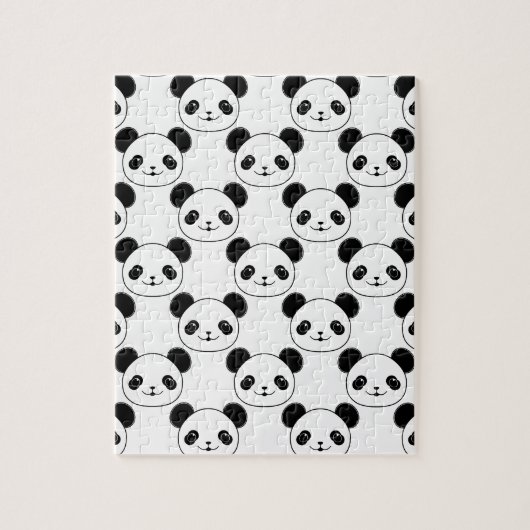 Kawaii Panda-patroon in zwart-wit Legpuzzel (Verticaal)