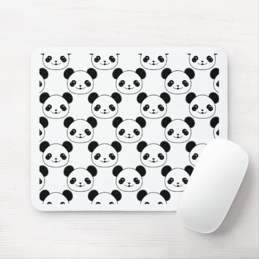 Kawaii Panda-patroon in zwart-wit Muismat (Met muis)