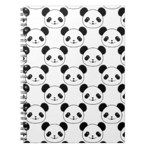 Kawaii Panda-patroon in zwart-wit Notitieboek
