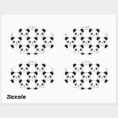 Kawaii Panda-patroon in zwart-wit Ovale Sticker (Vel)