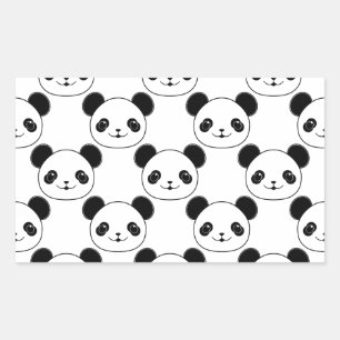 Kawaii Panda-patroon in zwart-wit Rechthoekige Sticker