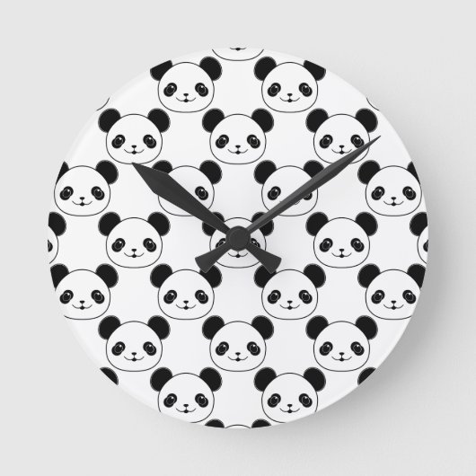 Kawaii Panda-patroon in zwart-wit Ronde Klok (Voorkant)