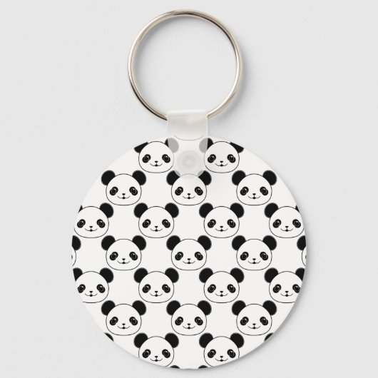 Kawaii Panda-patroon in zwart-wit Sleutelhanger (Voorkant)