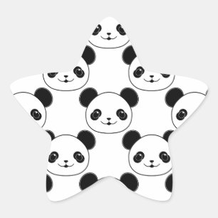 Kawaii Panda-patroon in zwart-wit Ster Sticker