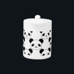 Kawaii Panda-patroon in zwart-wit Theepot<br><div class="desc">Een schattig cartoon-beer. Oorspronkelijk kawaii patroonontwerp.</div>