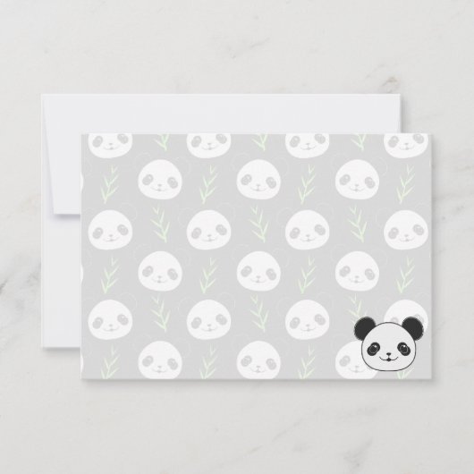 Kawaii Panda Pattern Bamboo In Black White Green Notitiekaartje (Voorkant)