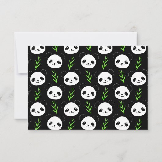 Kawaii Panda Pattern Bamboo In Black White Green Notitiekaartje (Achterkant)