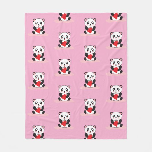 Kawaii Panda Pluche Deken voor Kinderen (Voorkant)