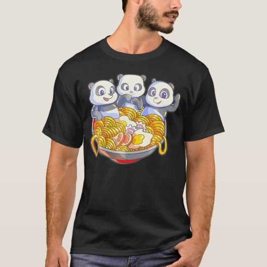 Kawaii Panda Ramen Japanner Noodle Anime Panda T-shirt (Voorkant)
