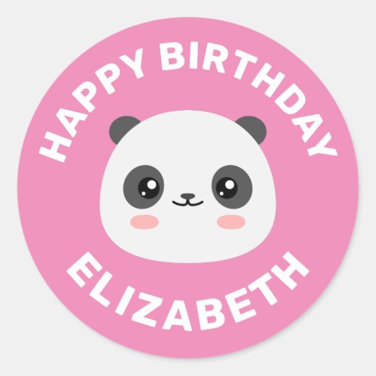 Kawaii Panda Ronde Sticker (Voorkant)