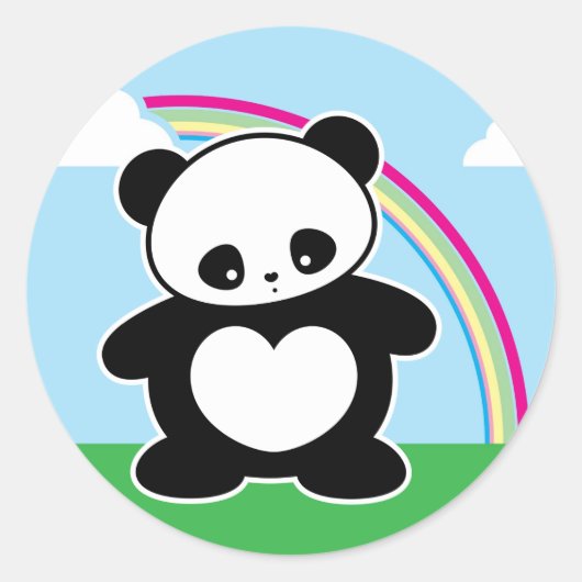 Kawaii panda ronde sticker (Voorkant)