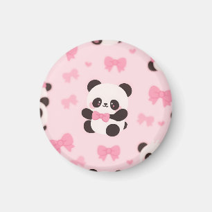Kawaii Panda Roze Strik Patroon Magneet
