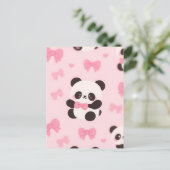 Kawaii Panda Roze Strikpatroon Briefkaart (Staand voorkant)