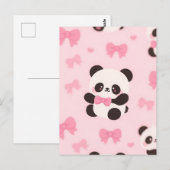 Kawaii Panda Roze Strikpatroon Briefkaart (Voorkant / Achterkant)