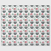 Kawaii Panda Santa Winter vakantiepatroon Cadeaupapier (Vlak)