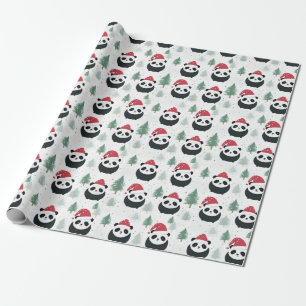 Kawaii Panda Santa Winter vakantiepatroon Cadeaupapier