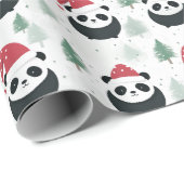 Kawaii Panda Santa Winter vakantiepatroon Cadeaupapier (Rol Hoek)