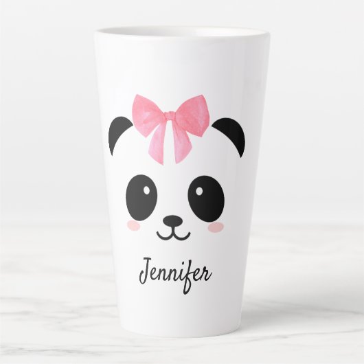 Kawaii panda schattig gepersonaliseerd latte mok (Voorkant)