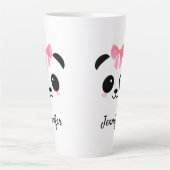 Kawaii panda schattig roze lintje gepersonaliseerd latte mok (Voorkant)
