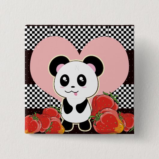 Kawaii Panda schattig Vierkante Button 5,1 Cm (Voorkant)