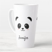 Kawaii panda schattig zwart wit gepersonaliseerd latte mok (Linkerhoek)
