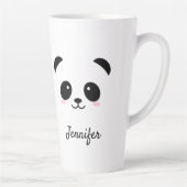 Kawaii panda schattig zwart wit gepersonaliseerd latte mok (Rechts)