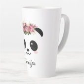 Kawaii panda schattige bloem gepersonaliseerd latte mok (Rechterhoek)