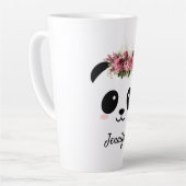 Kawaii panda schattige bloem gepersonaliseerd latte mok (Linkerhoek)