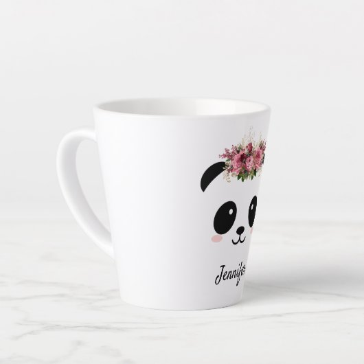 Kawaii panda schattige, gepersonaliseerde latte mo latte mok (Linkerhoek)