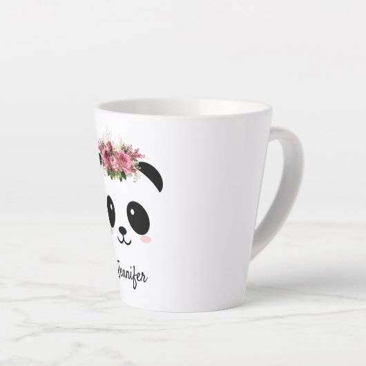 Kawaii panda schattige, gepersonaliseerde latte mo latte mok (Rechterhoek)