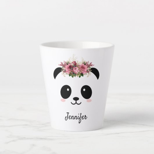 Kawaii panda schattige, gepersonaliseerde latte mo mok (Voorkant)