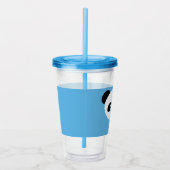 Kawaii Panda Schattige Kinder Blauw Gepersonalisee Acryl Drinkbeker (Rechts)