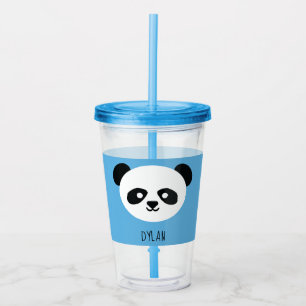 Kawaii Panda Schattige Kinder Blauw Gepersonalisee Acryl Drinkbeker