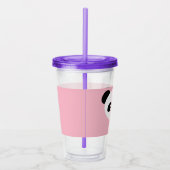 Kawaii Panda Schattige Kinder Roze Gepersonaliseer Acryl Drinkbeker (Rechts)