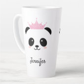 Kawaii panda schattige koningin gepersonaliseerd latte mok (Linkerhoek)