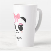 Kawaii panda schattige wimpers gepersonaliseerd latte mok (Rechterhoek)
