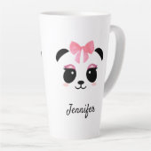 Kawaii panda schattige wimpers gepersonaliseerd latte mok (Rechterhoek)