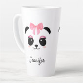 Kawaii panda schattige wimpers gepersonaliseerd latte mok (Linkerhoek)