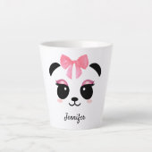Kawaii panda schattige wimpers gepersonaliseerde l latte mok (Voorkant)