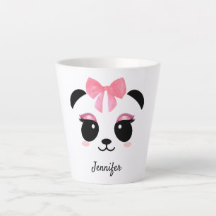 Kawaii panda schattige wimpers gepersonaliseerde l latte mok