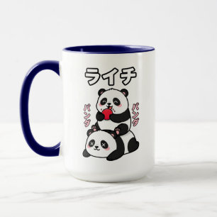 Kawaii Panda Stapel Lychee Fruit Japanse Cartoon Mok