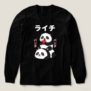 Kawaii Panda Stapel Lychee Fruit Japanse Cartoon Tri-Blend Shirt