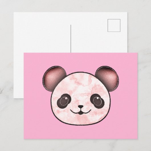 Kawaii Panda tekening in roze Briefkaart (Voorkant / Achterkant)