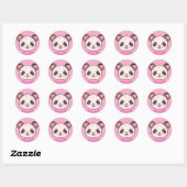 Kawaii Panda tekening in roze Ronde Sticker (Vel)